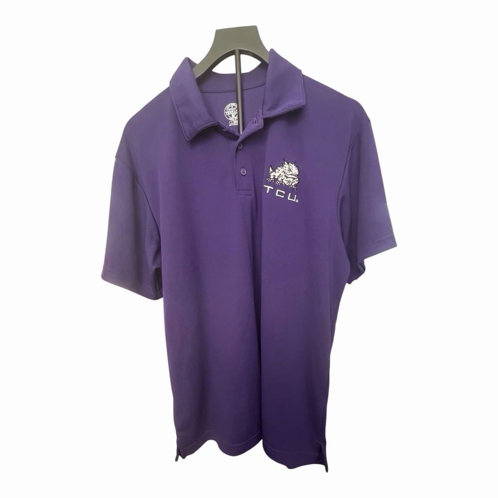 TCU Horned Frogs Polo Men's Large Purple Rivalry Threads 91 NCAA Golf Shirt